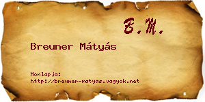 Breuner Mátyás névjegykártya